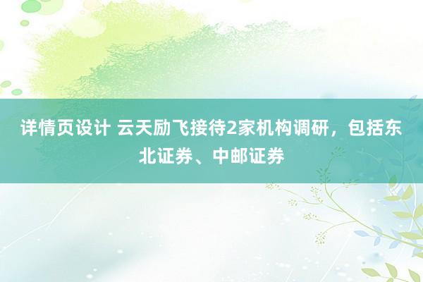 详情页设计 云天励飞接待2家机构调研，包括东北证券、中邮证券