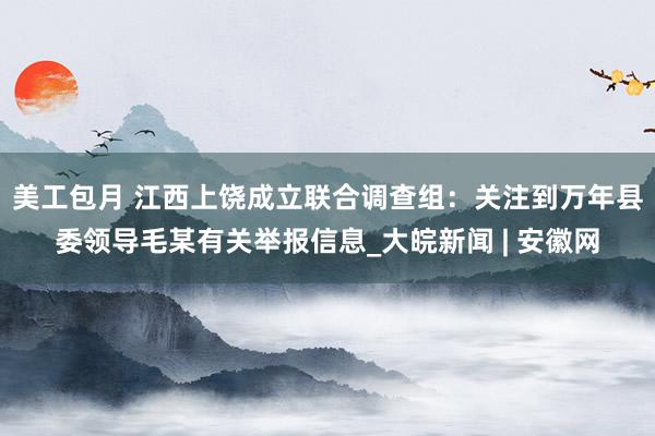 美工包月 江西上饶成立联合调查组：关注到万年县委领导毛某有关举报信息_大皖新闻 | 安徽网