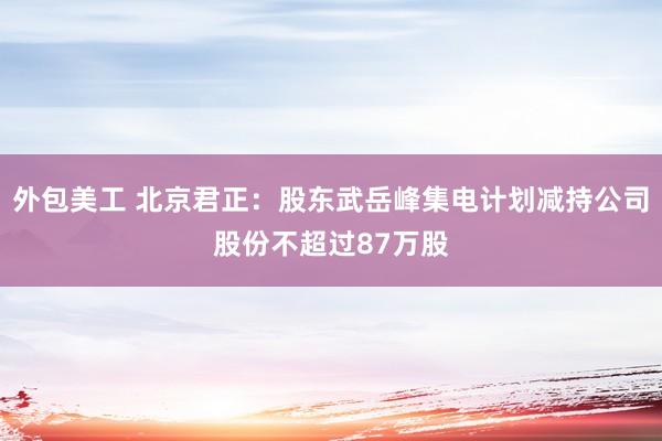 外包美工 北京君正：股东武岳峰集电计划减持公司股份不超过87万股