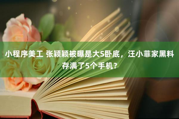 小程序美工 张颖颖被曝是大S卧底，汪小菲家黑料存满了5个手机？