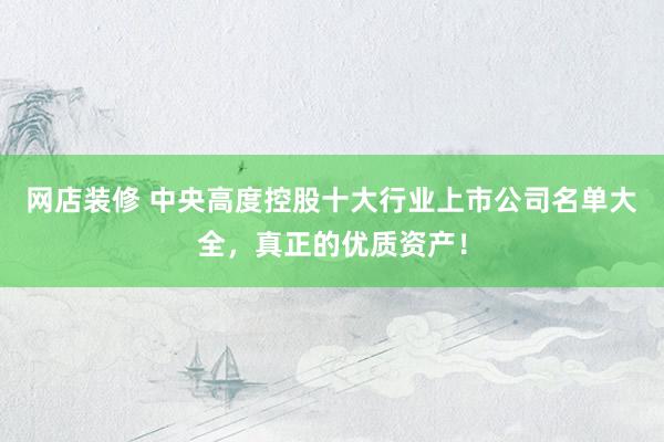 网店装修 中央高度控股十大行业上市公司名单大全，真正的优质资产！